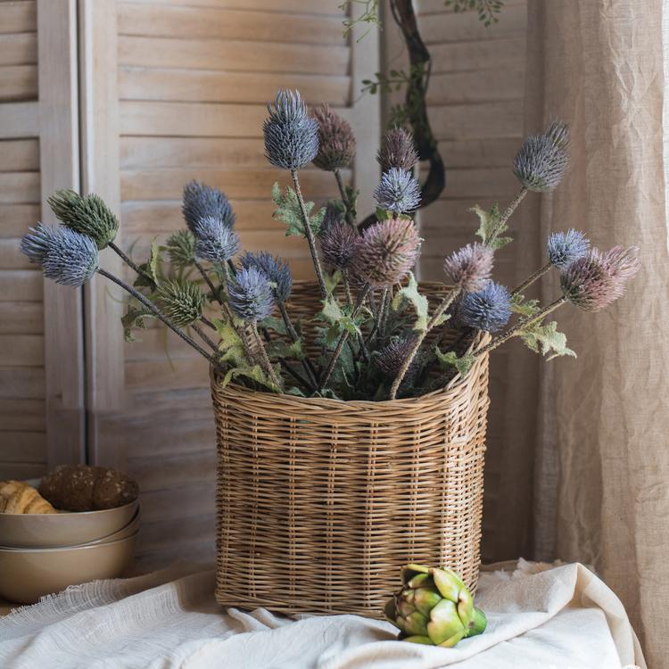 Faux Silk Artificial Thistle Flower Stem 26" Tall