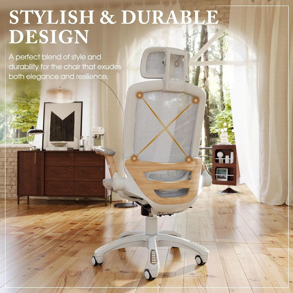 White Mesh Ergonomic Office Chair With Headrest Tilt 400Lbs