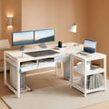 53In LShaped Computer Desk With Power Outlets Home Office
