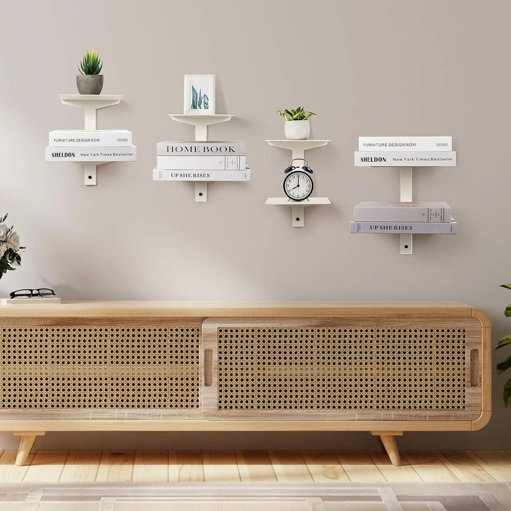 Invisible Floating Bookshelf Wall Mounted 8 Tier White