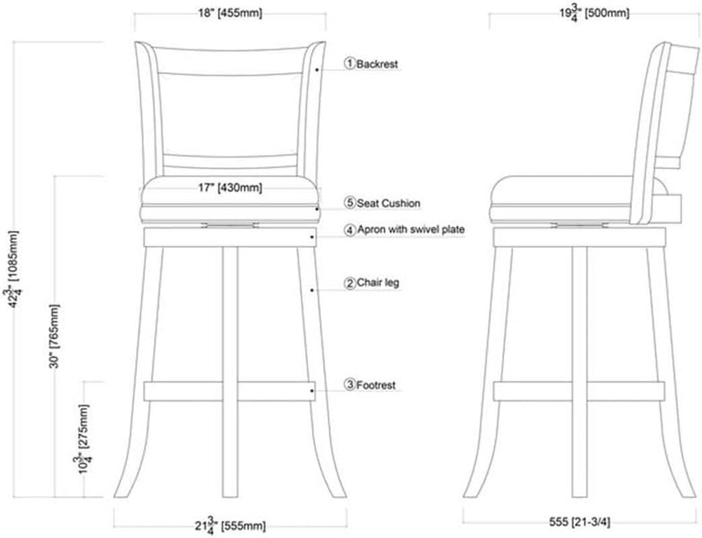 Augusta Bar Height Swivel Kitchen Bar Stool Black Cherry