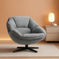 Gray Swivel Upholstered Accent Chair With Metal Legs