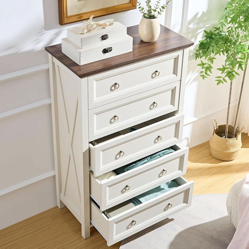Antique White Forty EightInch Tall Farmhouse Dresser