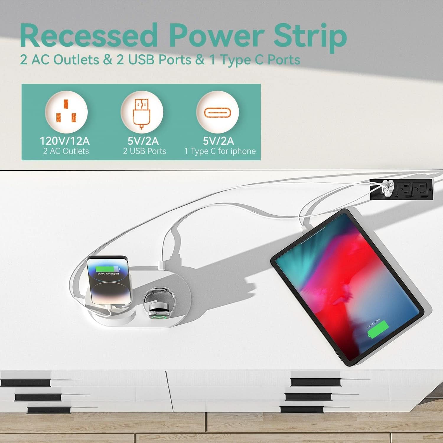 White 6 Drawer Dresser With Built In Charging Station