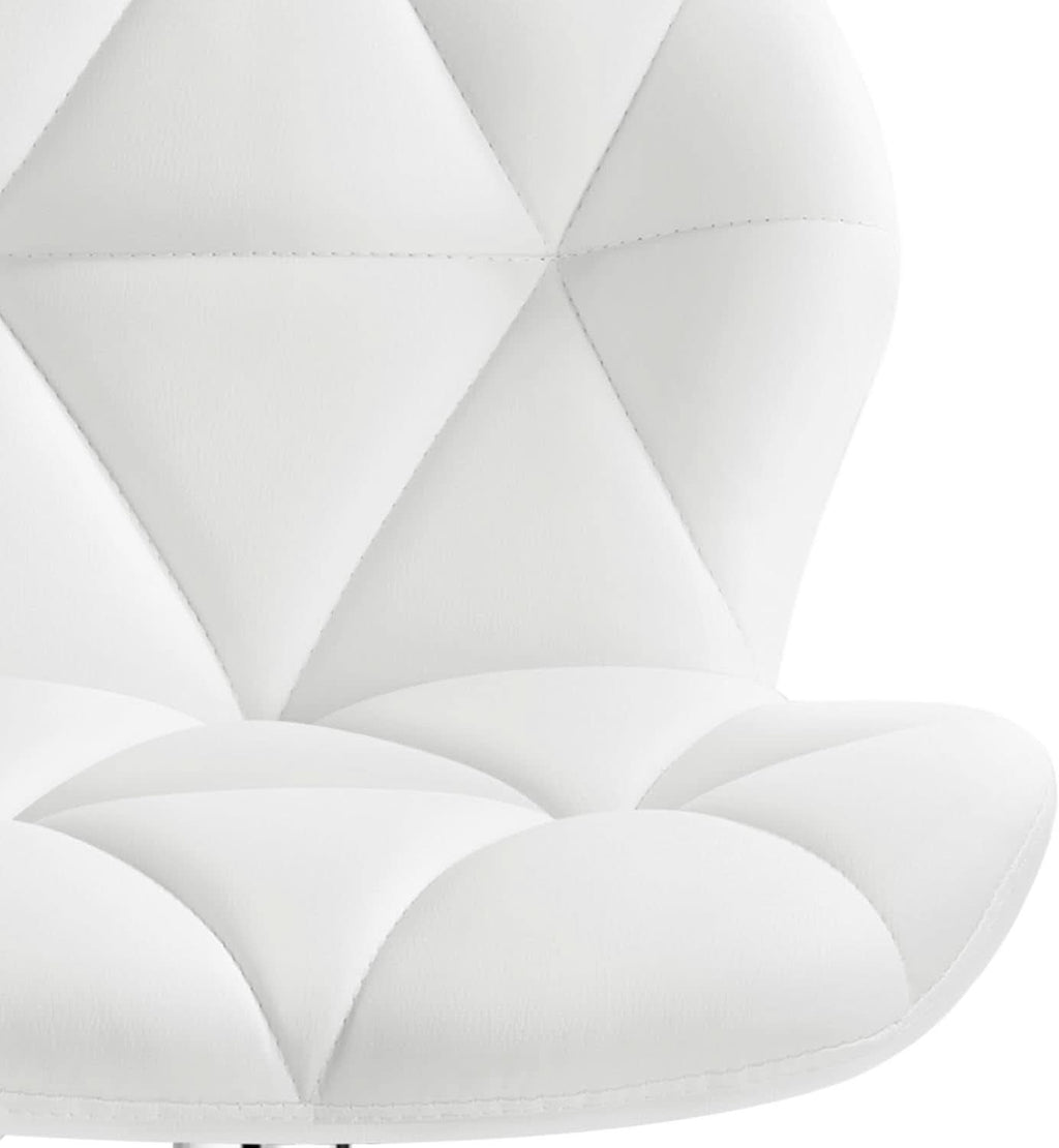 Pair Of White PU Leather Height Adjustable Bar Stools