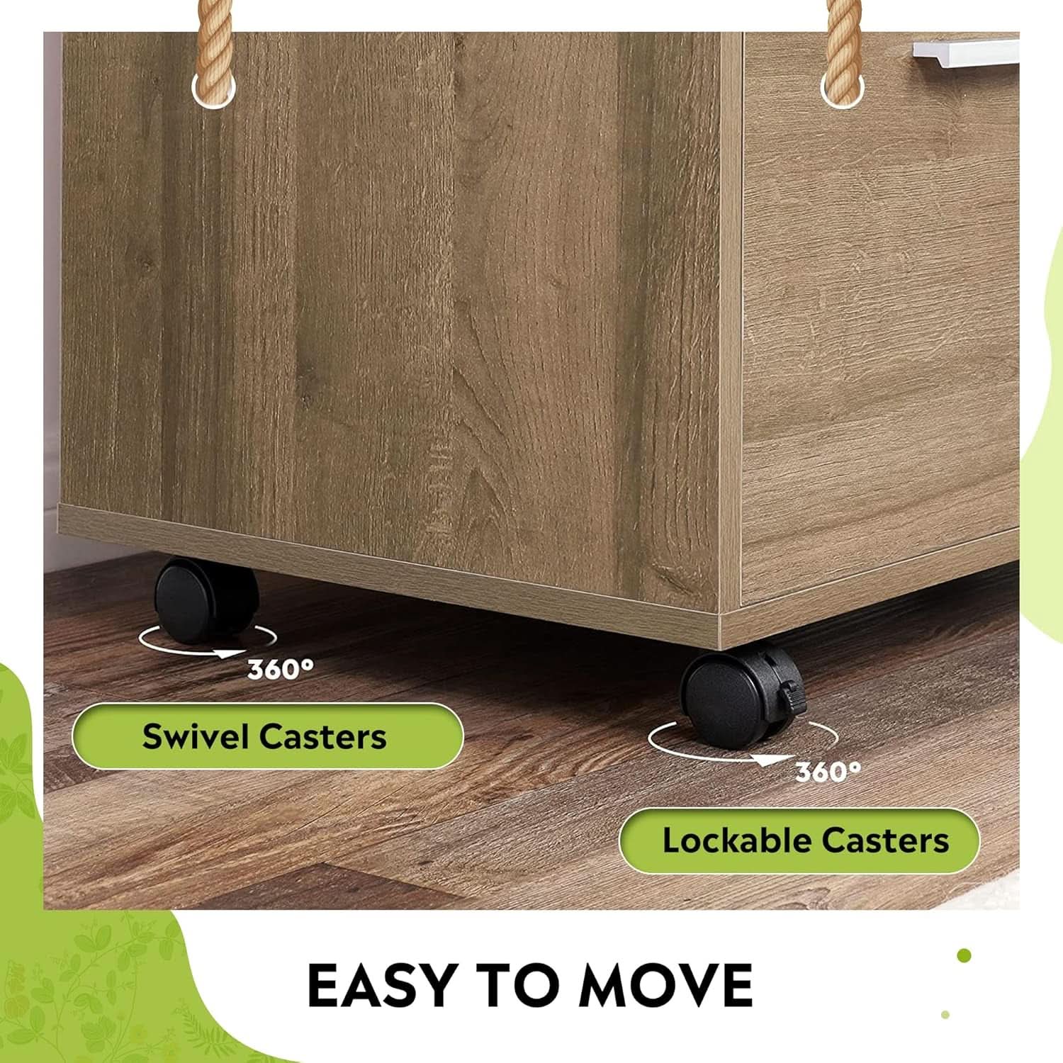 Three Drawer Mobile File Cabinet In Gray Oak With Open Shelves Printer Stand For Home Office