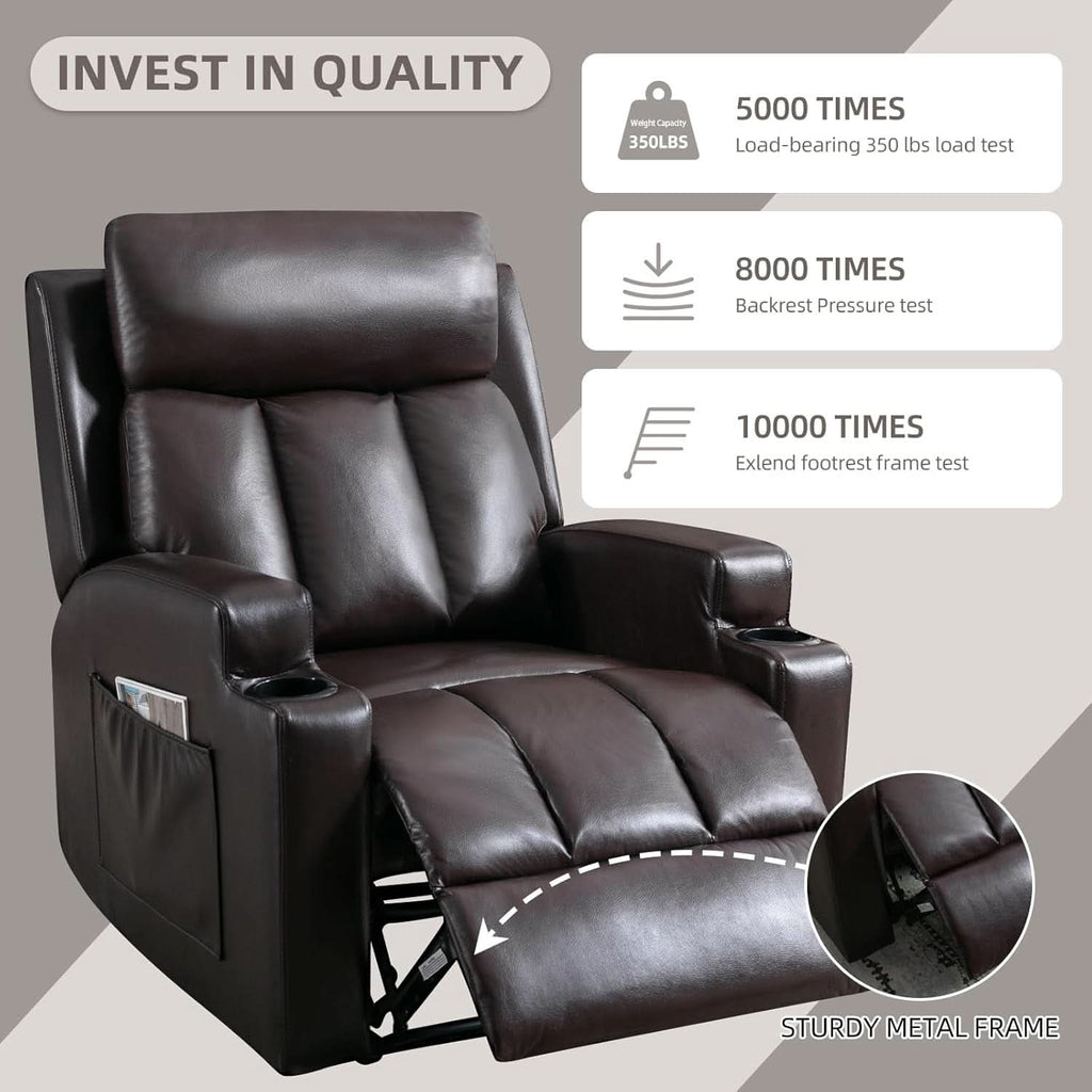 Brown UltraSoft Fabric Manual Recliner With Plush Arms
