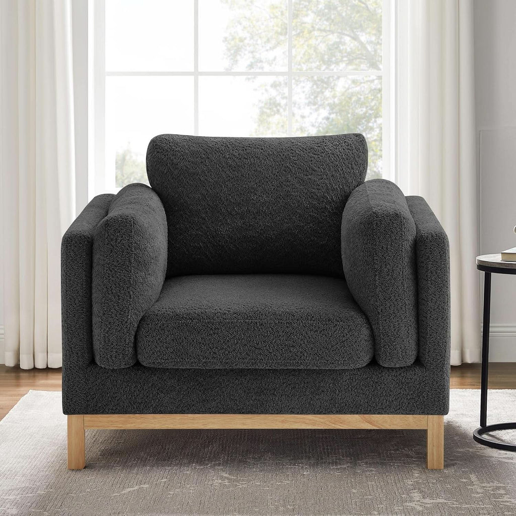Oversized Accent Chair Dark Grey Upholstered Armchair