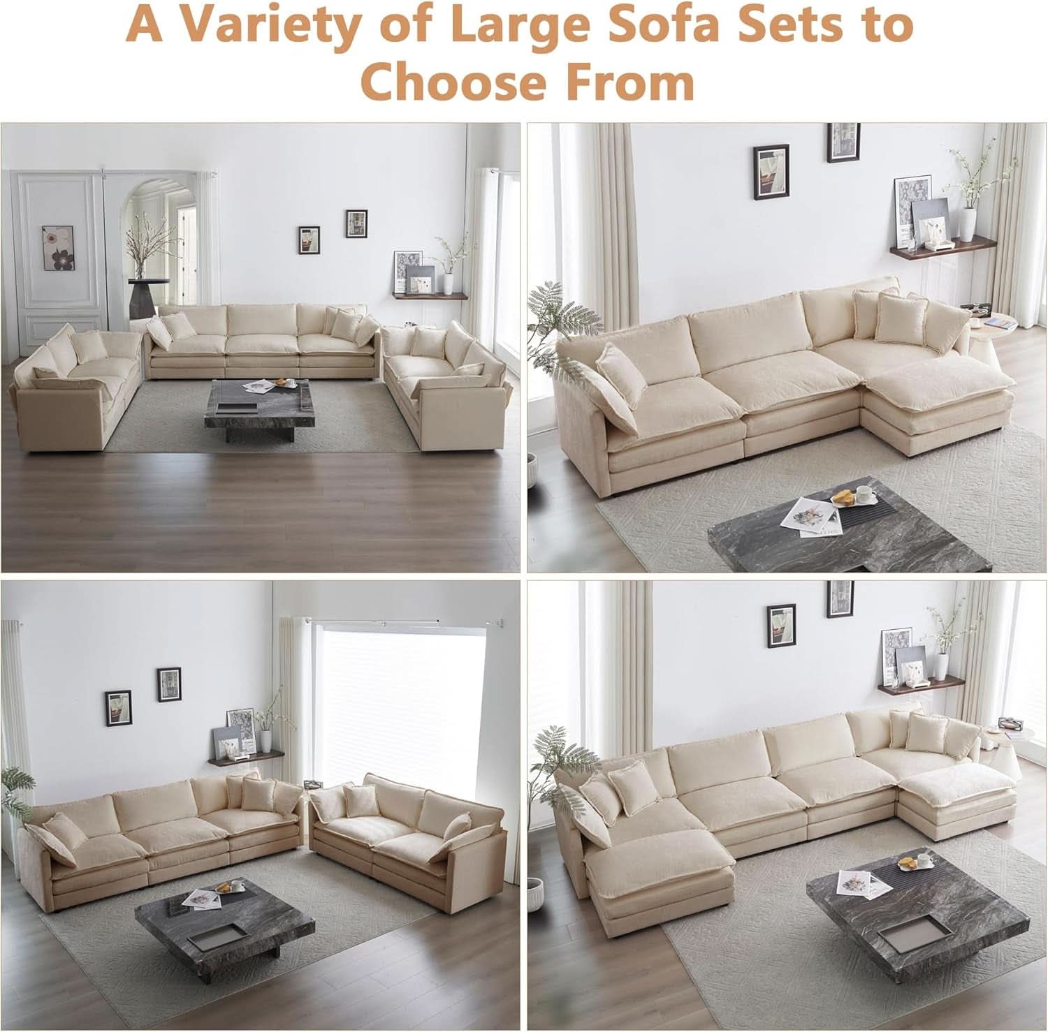 Light Coffee Chenille 3 Piece Sofa Set With Two Singles