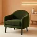 Corduroy Green Barrel Chair 30 Inch Wide With Wood Legs