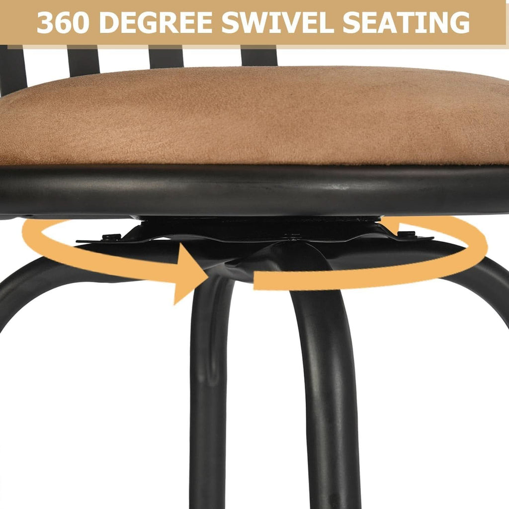 Swivel Bar Stools Set 3 Adjustable 24 To 29 Inches Brown