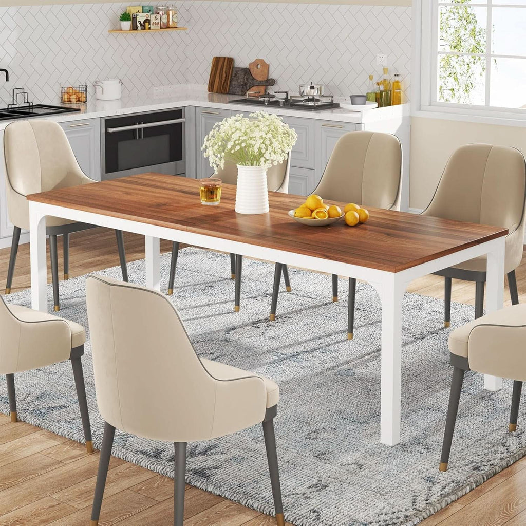 78 Inch Rustic Walnut Dining Table For 6 To 8 People