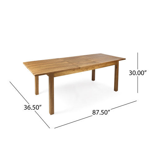 7 Pieces Acacia Wood Outdoor Dining Set with 6 Chairs and Large Table
