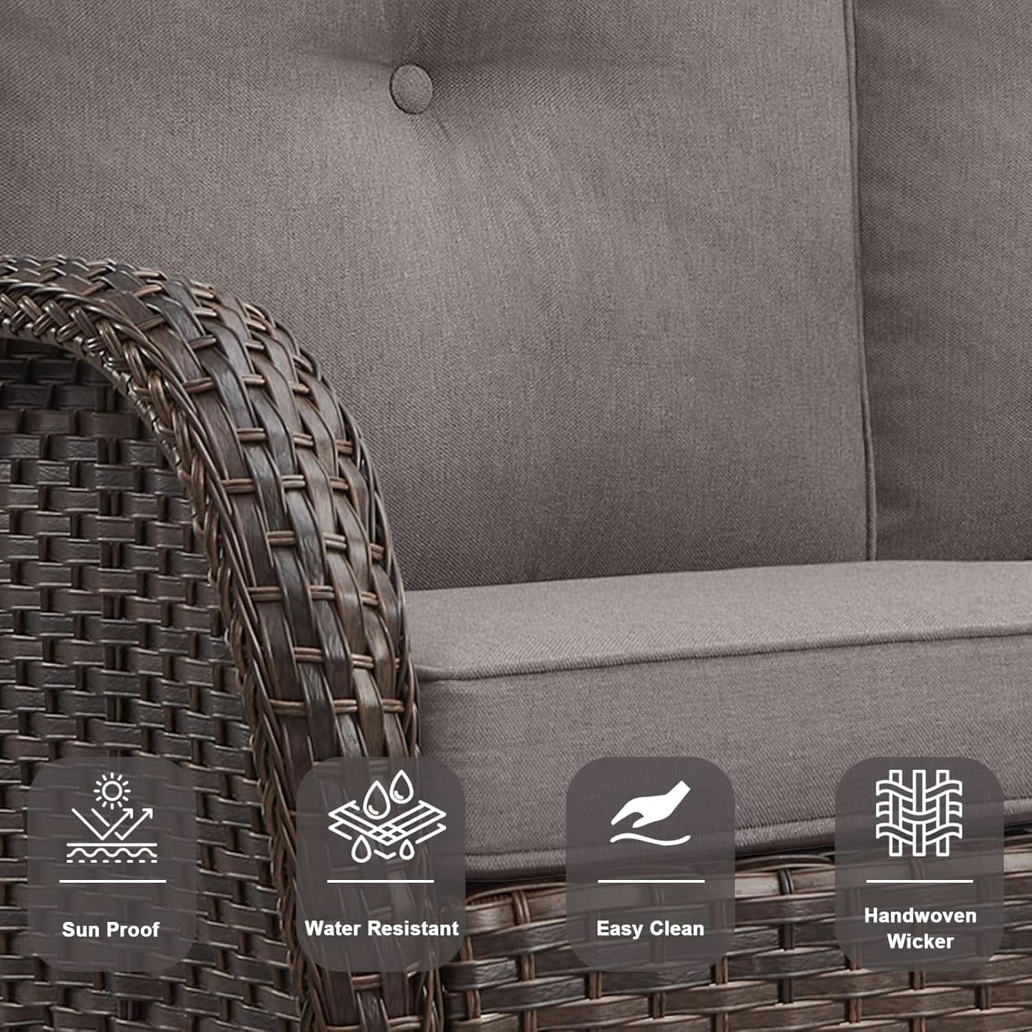 Six Piece Wicker Patio Set Brown With Swivel Chairs