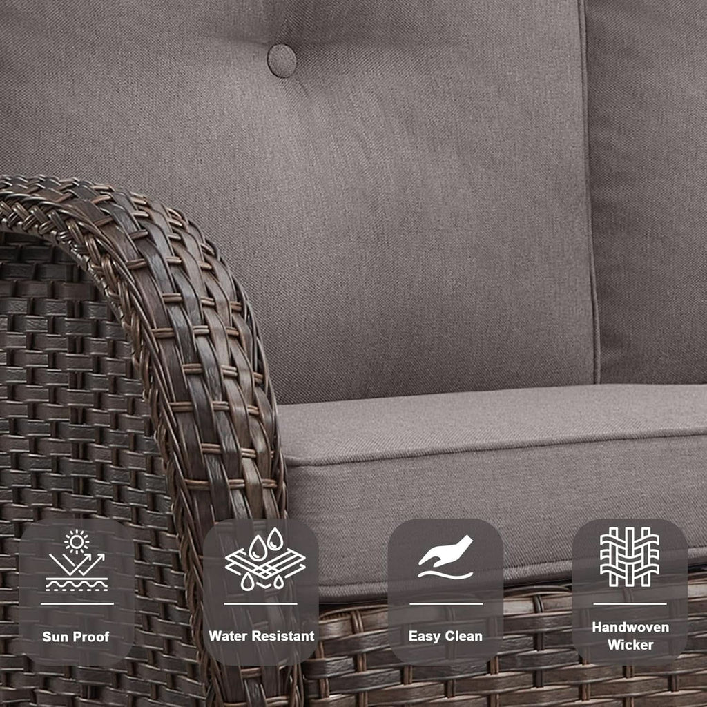6 Piece Outdoor Patio Conversation Set Brown Wicker