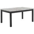 64 Inch Dining Table With Faux Marble Top And Black Base