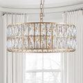 18' Golden Modern Crystal Drum Chandelier - 6-Light Pendant Lighting