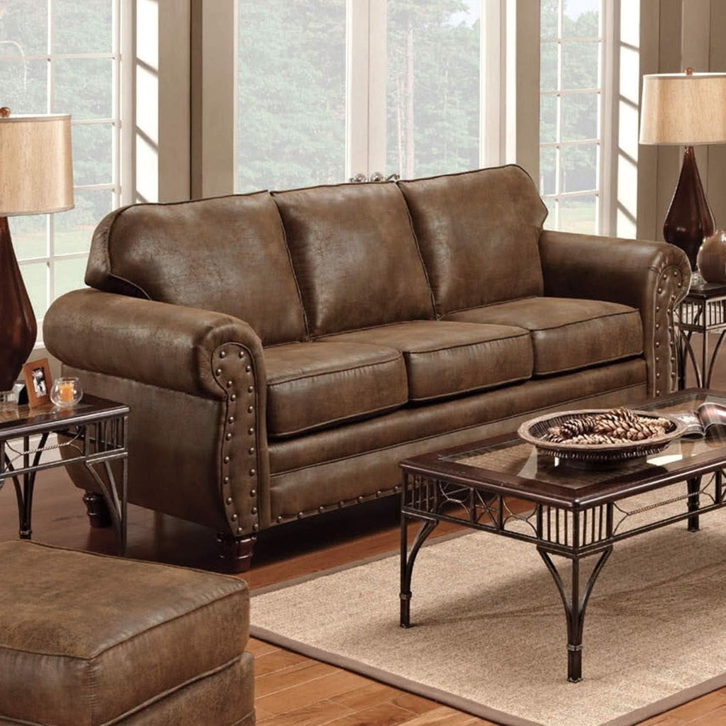 Sedona 4 Piece Leather Look Microfiber Sofa Set With Loveseat Chair Ottoman