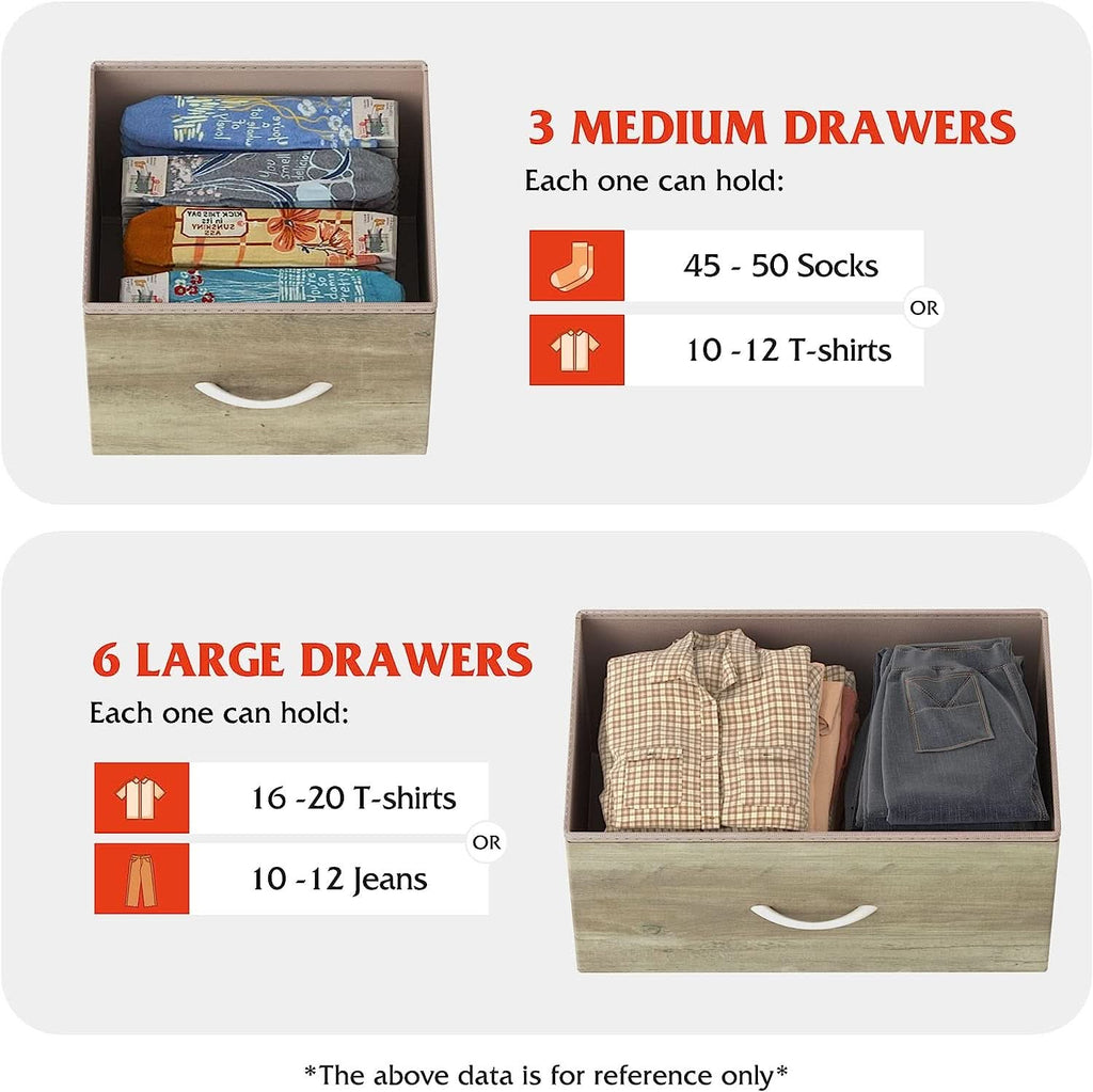 Fabric Storage Tower With Nine Drawers Greige For Bedrooms And Nurseries