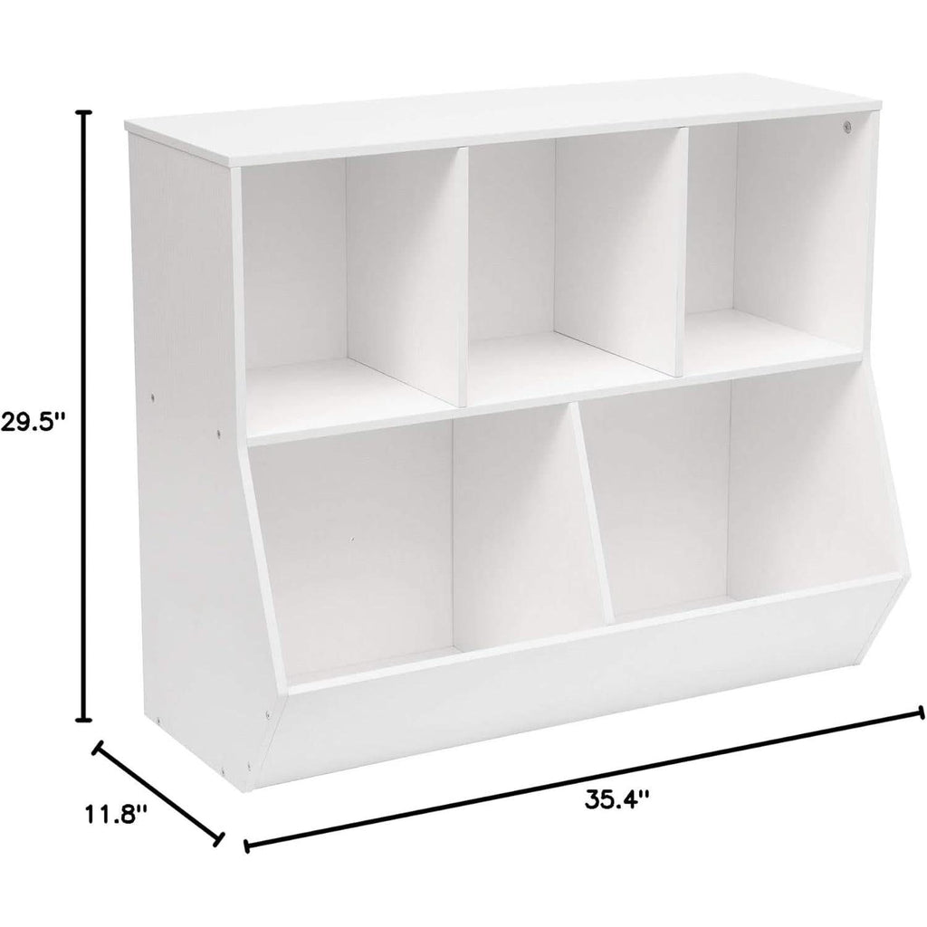 White 35.4 Inch Kids Bookshelf With Open Compartments