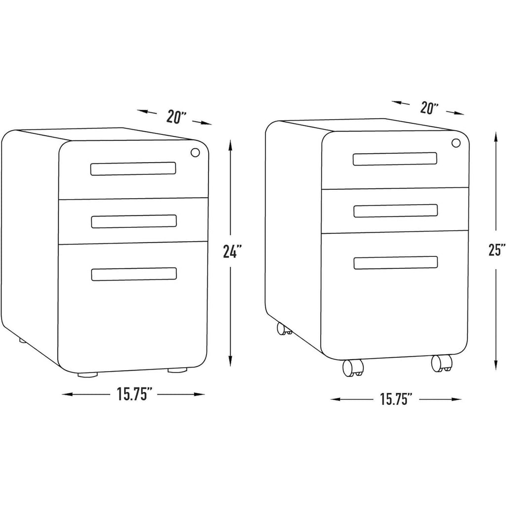 White Filing Cabinet With Lock And Wheels For Office
