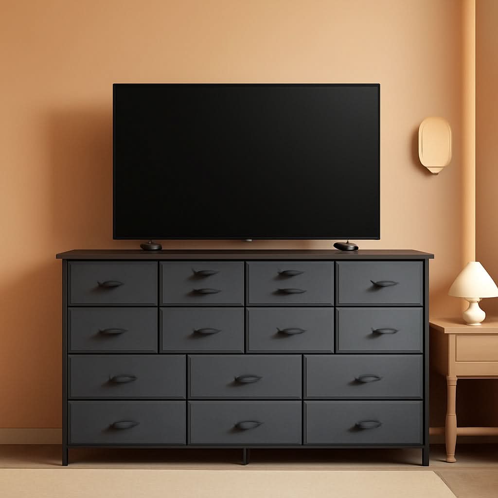 60 Inch TV Stand Dresser With Charging Station 16 Drawers