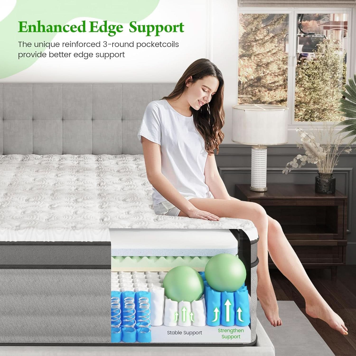 King Size Gel Memory Foam Hybrid Mattress Lumbar Support Plus