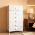 White Tall Dresser With Six Fabric Drawers For Organization