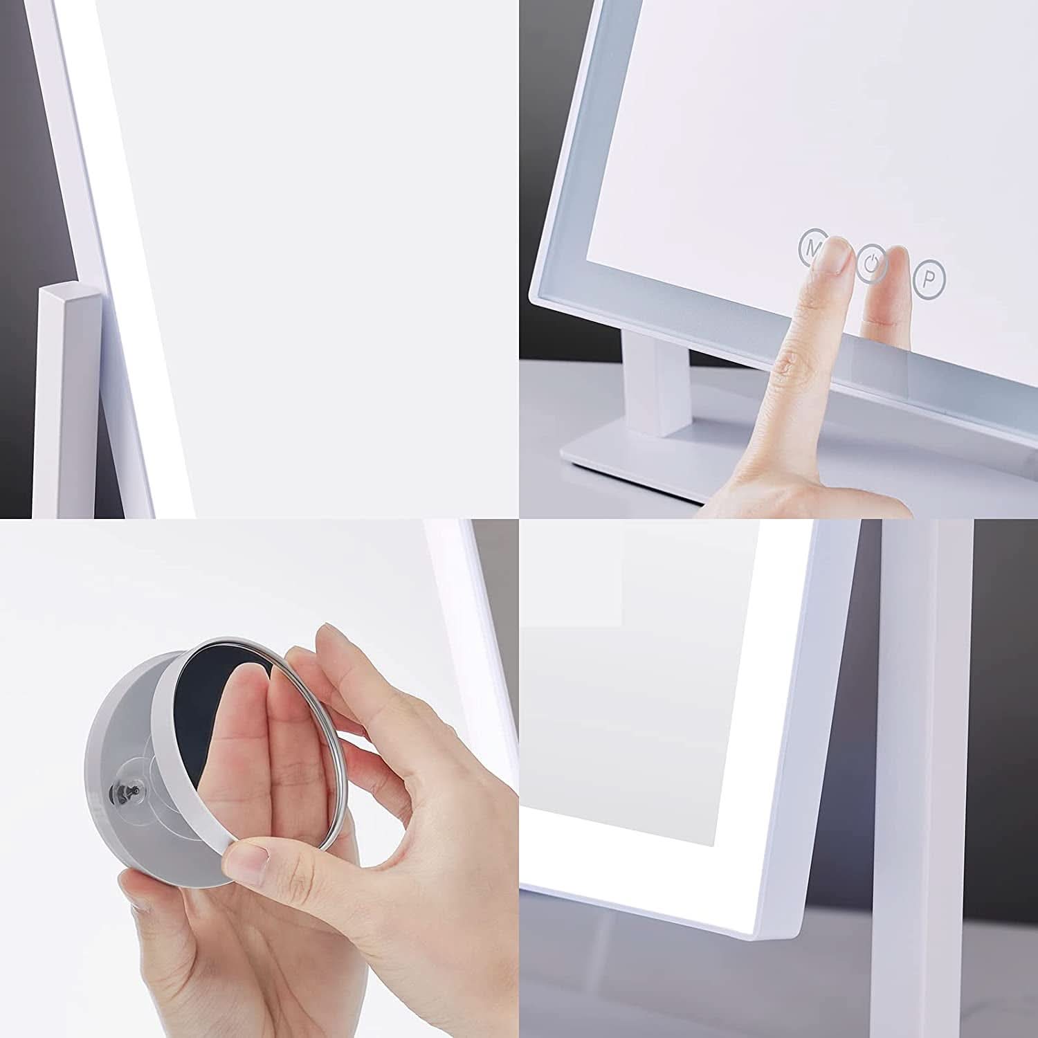 17In White Lighted Makeup Mirror 3 Color Lighting Modes And 5X Magnification