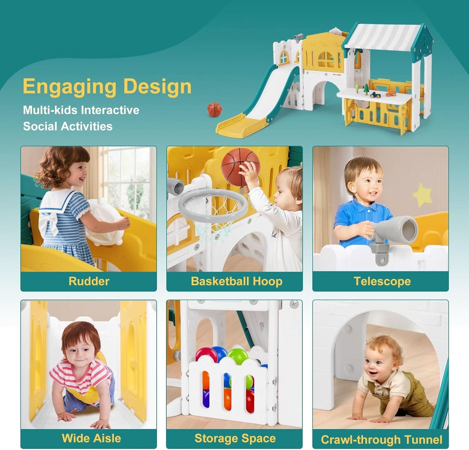 Nine In One Toddler Sliding Playground OutdoorPlayset
