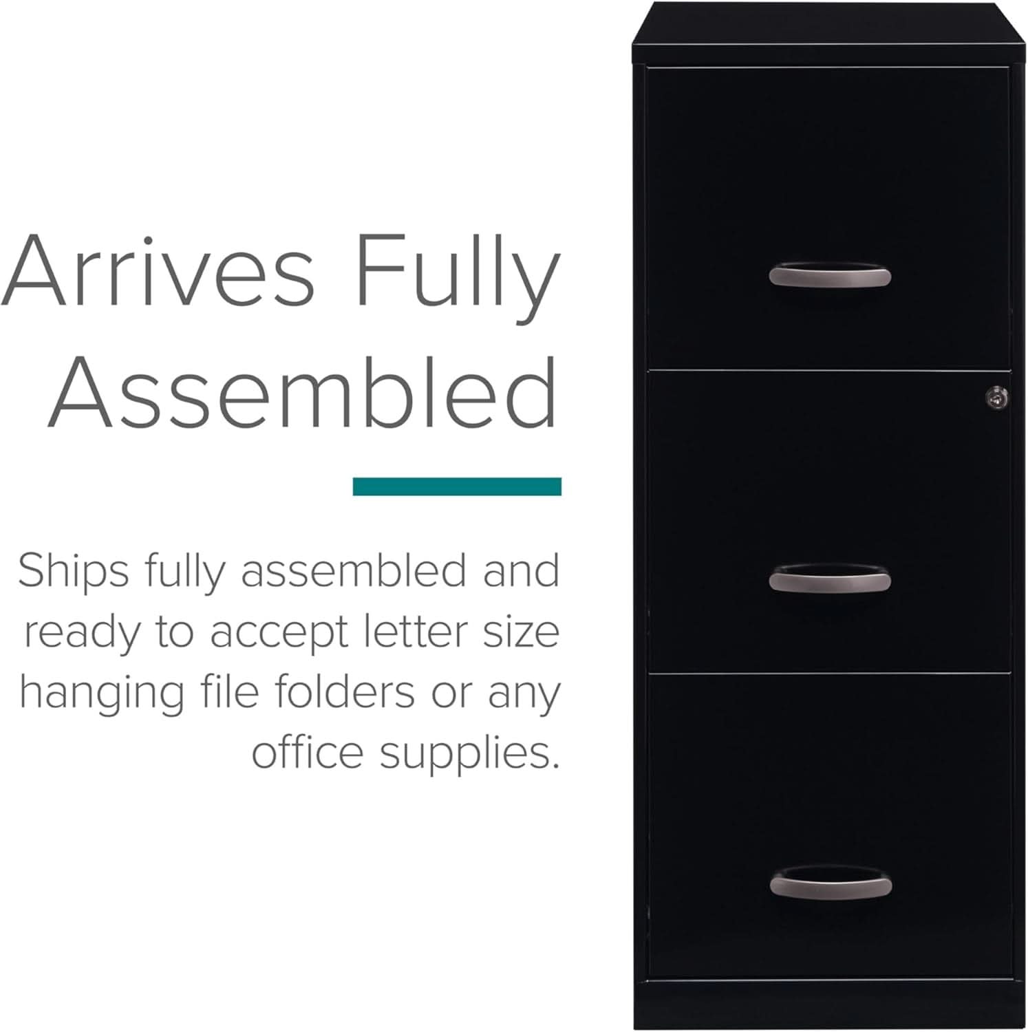 SOHO 18 Inch 3 Drawer Vertical File Cabinet With Lock