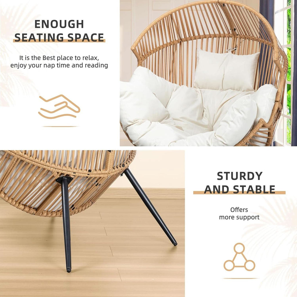 Cozy Outdoor Wicker Egg Chair with Soft Cushion