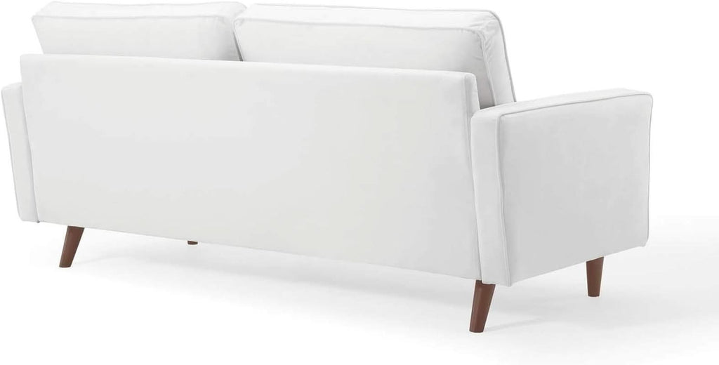 Valour Performance Velvet Sofa White Mid Century Modern