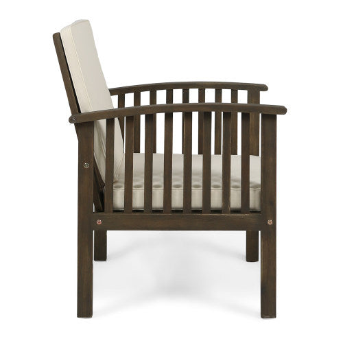 Patio Set Outdoor Acacia Wood Furniture Sets - Modern Club Chair Conversation Sets with Patio Dining Table