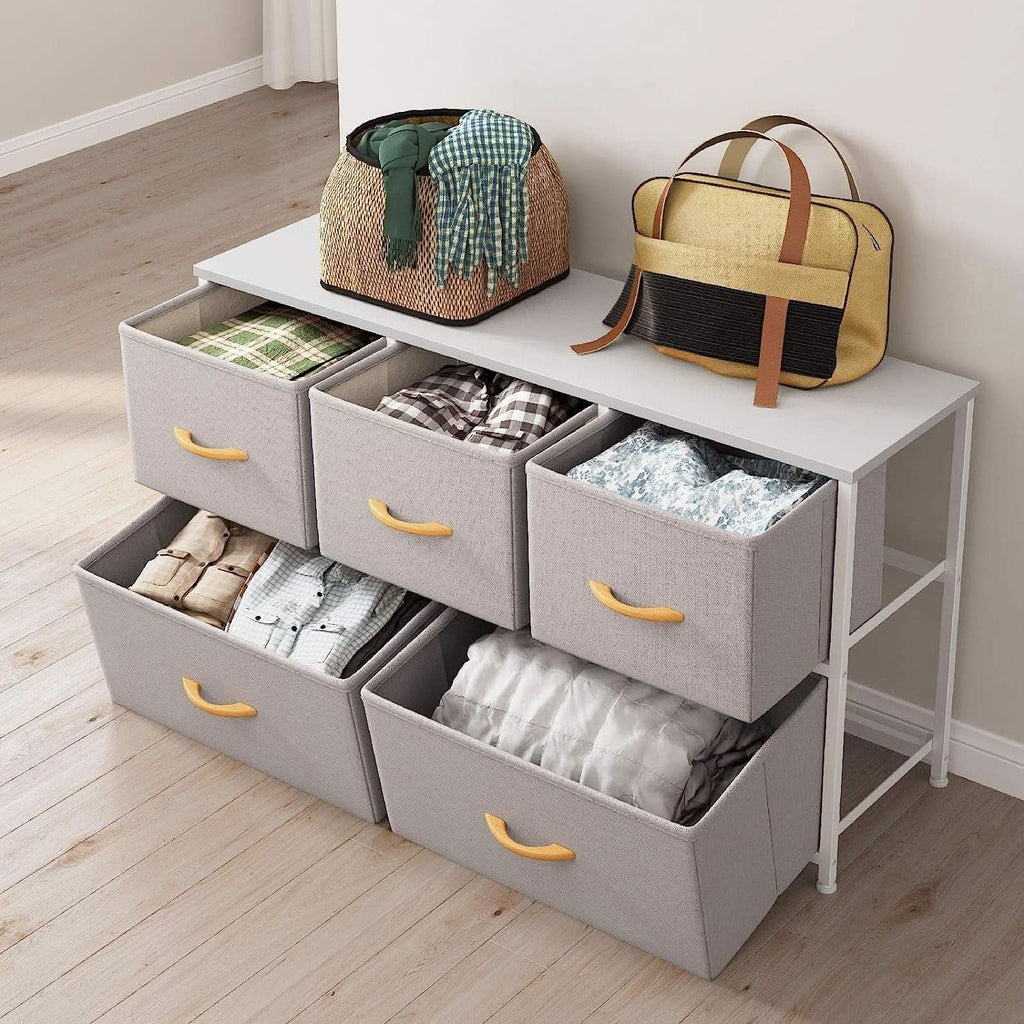 Light Gray 5 Drawer Dresser Tower Unit Small Size Modern