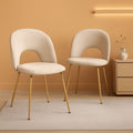 Beige Velvet Dining Chair Set Of 2 With Metal Legs
