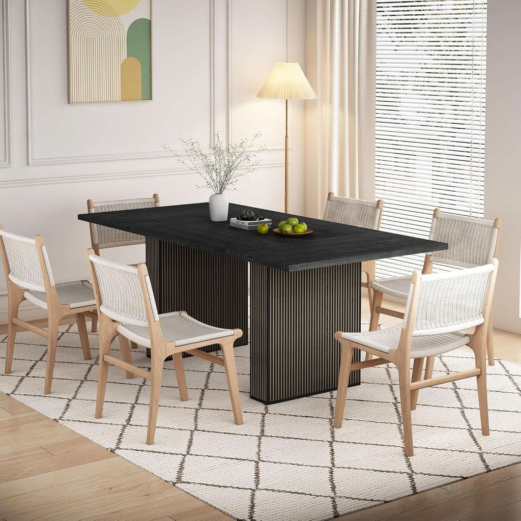 Dining Table 78 Inch Black Rectangular Farmhouse Kitchen