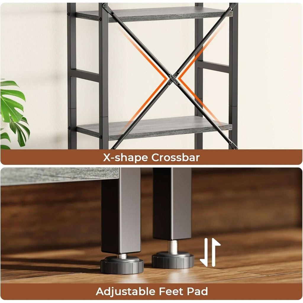 Grey 4 Tier Ladder Bookshelf With 11 Open Shelves For Home