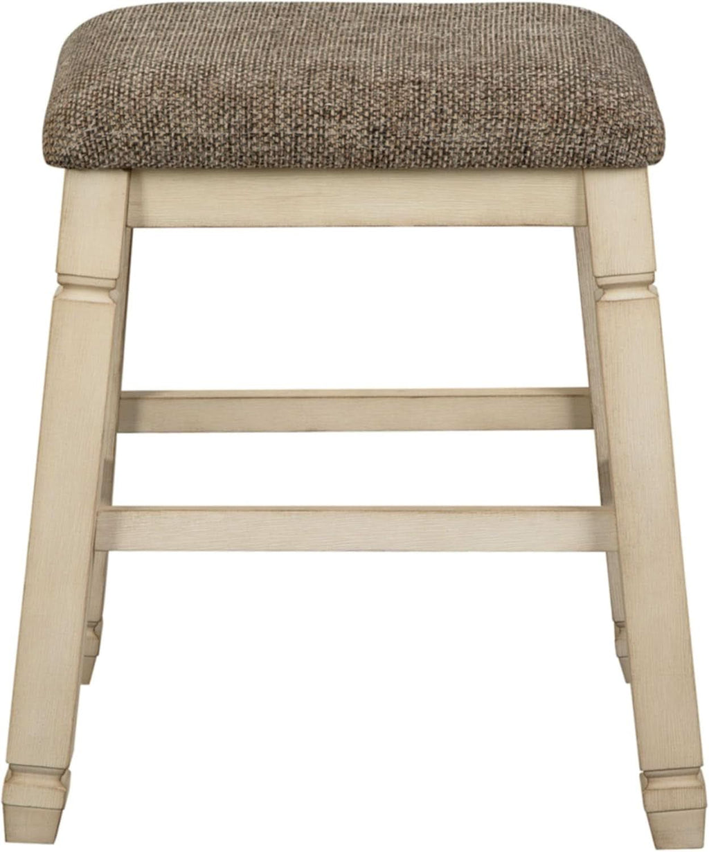 24 Inch Counter Height Upholstered Bar Stool Set Whitewash