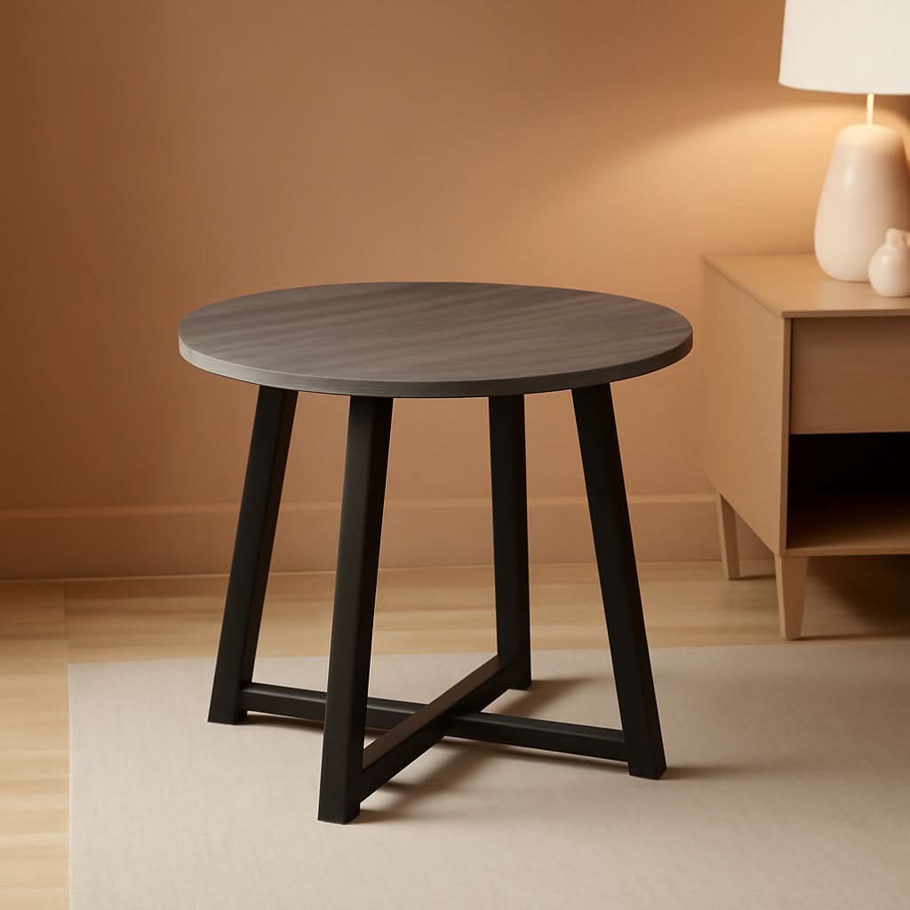 Centiar Mid Century Round Dining Table Gray Metal Legs
