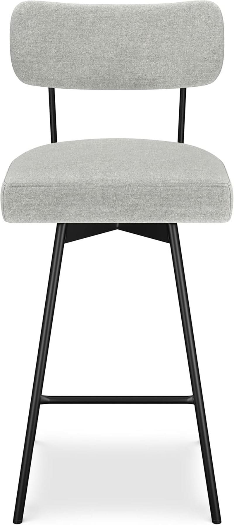 Giselle Swivel Bar Stools Set 2 29 Inch Upholstered Light Grey