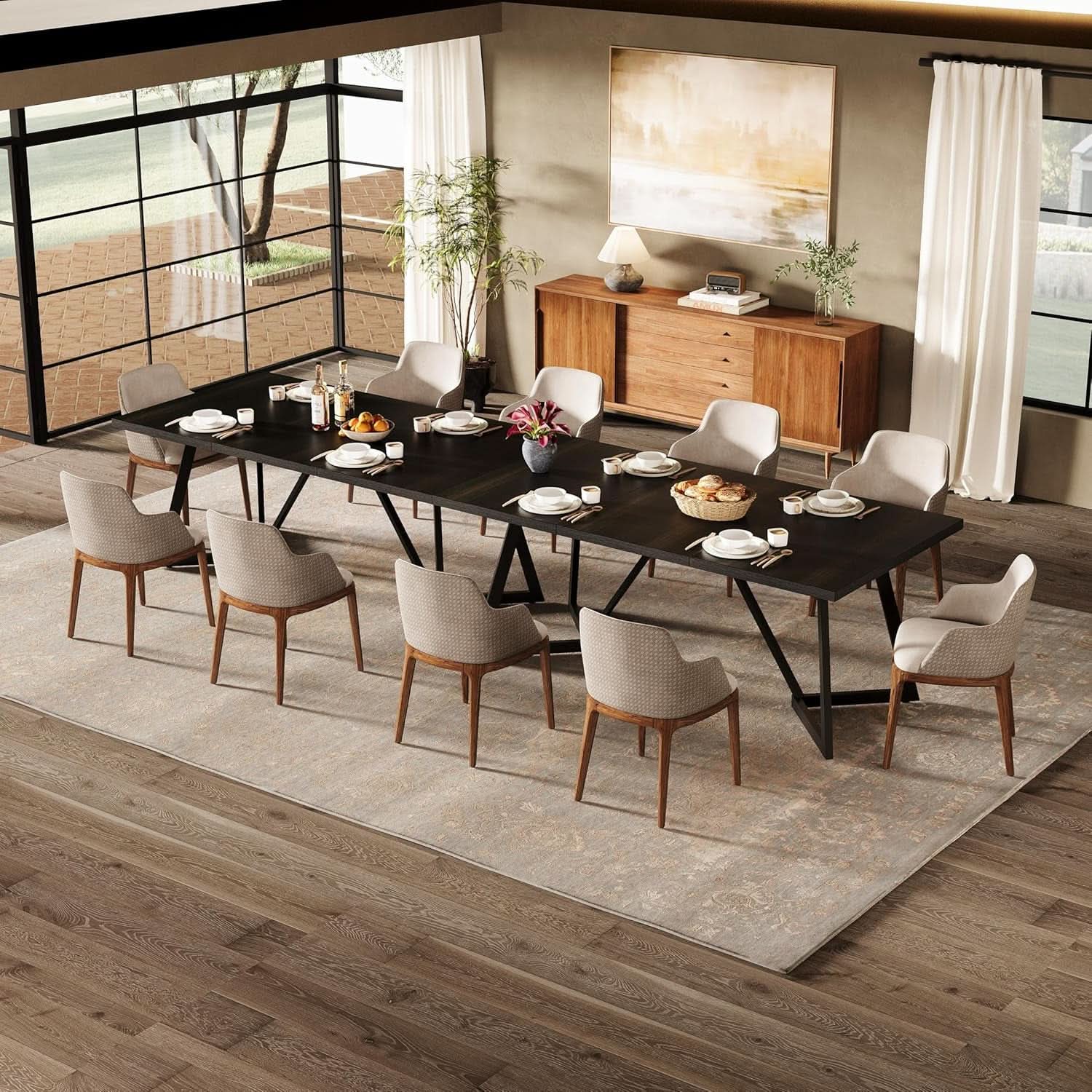 70.86 Inch Black Dining Table For 4 To 6 Family Room