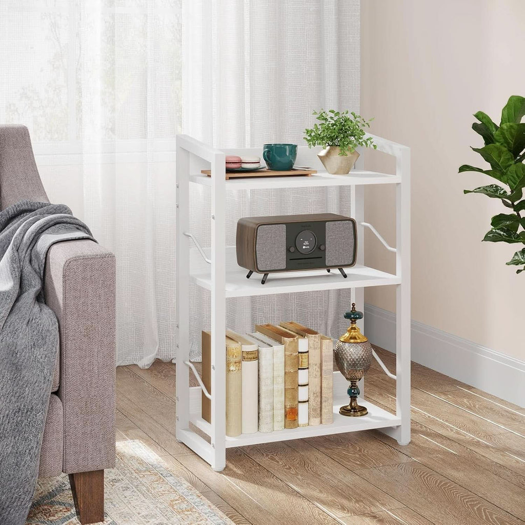 White 3 Tier Bookshelf for Small Space Living Room
