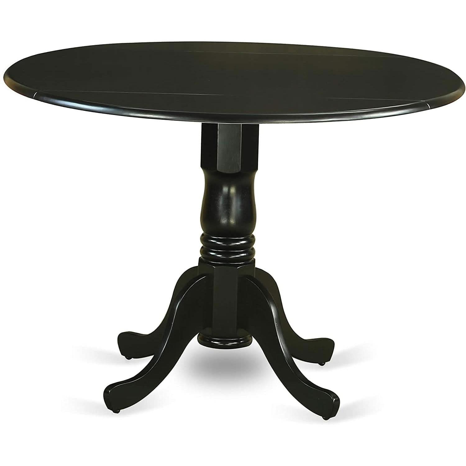 Black Round Dining Table Set 3 Piece Wood Dining Chairs