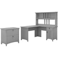 60W L Shaped Desk With Hutch And File Cabinet Home Office