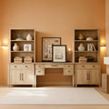Oak 56 Inch Distressed Contemporary Workstation Desk
