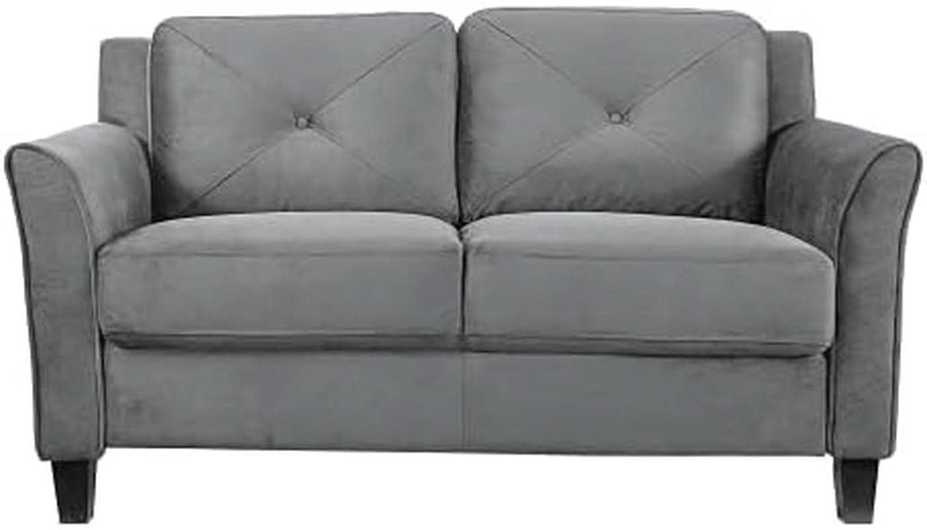 Comfortable Dark Grey Loveseat with Plush Cushions