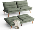 Comfortable Green Futon Sofa Bed with Adjustable Backrest