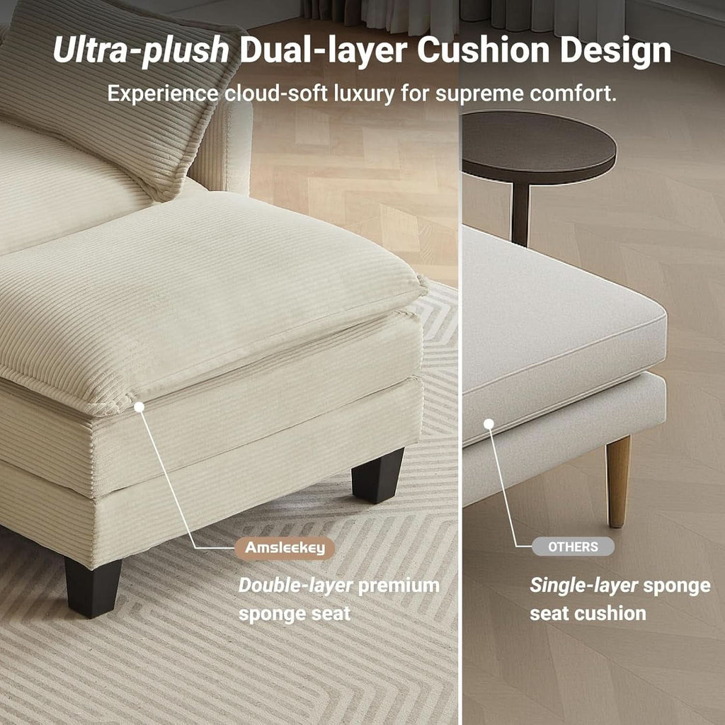 Comfy Modular Sectional Sofa With Movable Ottomans