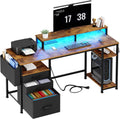 55 Inch Computer Desk With Power Outlets For Home Office